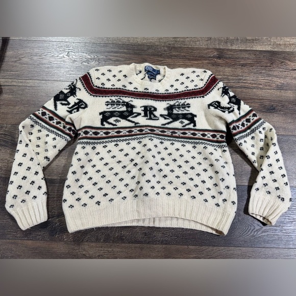 Vintage Polo Ralph Lauren 100% Lambs Wool Hand Knit Sweater - Picture 1 of 6